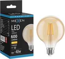 Mexen Vintis żarówka filament LED E27, G95, 6W, Ciepła - 2700K, 600 lm, amber - L157-E27-0627-50