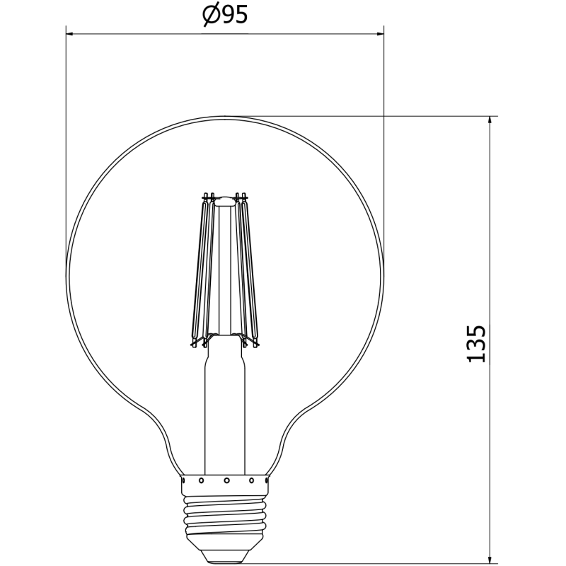 Mexen Vintis żarówka filament LED E27, G95, 8W, Ciepła - 2700K, 750 lm, amber - L157-E27-0827-50