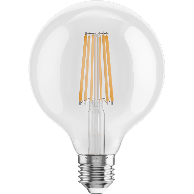 Mexen Vintis żarówka filament LED E27, G95, 10W, Ciepła - 2700K, 1320 lm, clear - L157-E27-1027-00