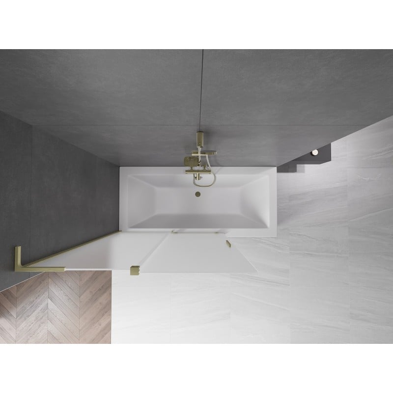 Mexen Velar L parawan nawannowy 2-skrzydłowy rozsuwany 120 x 150 cm, szron, złoty szczotkowany - 896-120-003-31-55