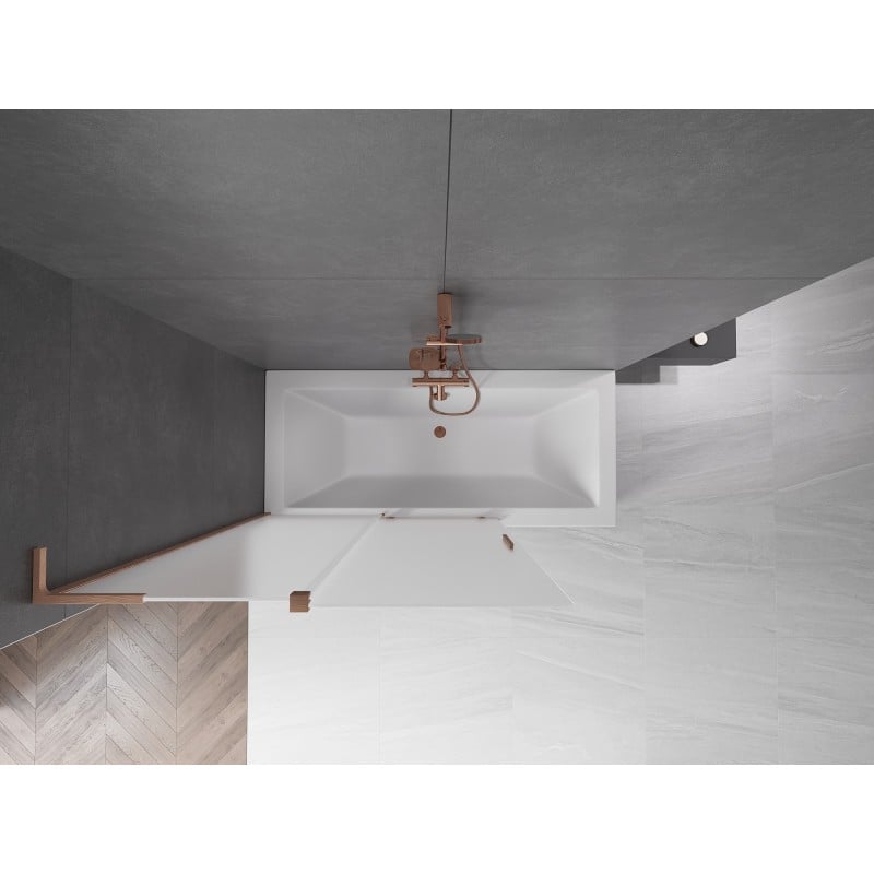 Mexen Velar L parawan nawannowy 2-skrzydłowy rozsuwany 120 x 150 cm, szron, miedź szczotkowana - 896-120-003-31-65