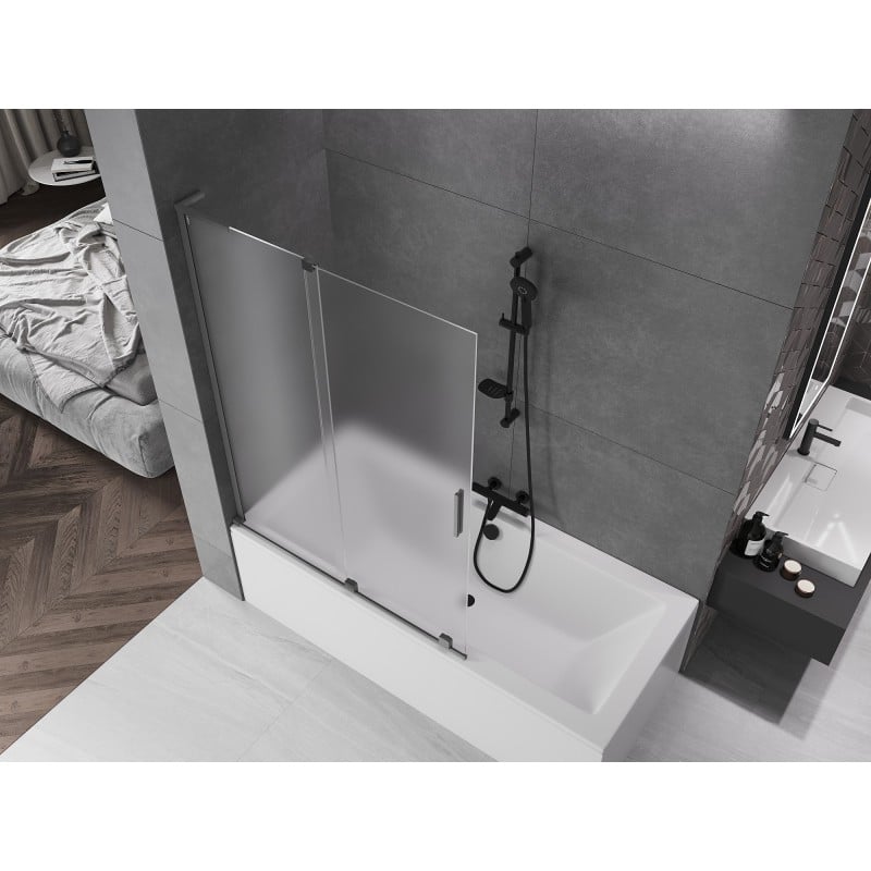 Mexen Velar L parawan nawannowy 2-skrzydłowy rozsuwany 120 x 150 cm, szron, gun metal - 896-120-003-31-95