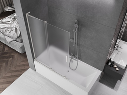 Mexen Velar L parawan nawannowy 2-skrzydłowy rozsuwany 120 x 150 cm, szron, nikiel szczotkowany - 896-120-003-31-97