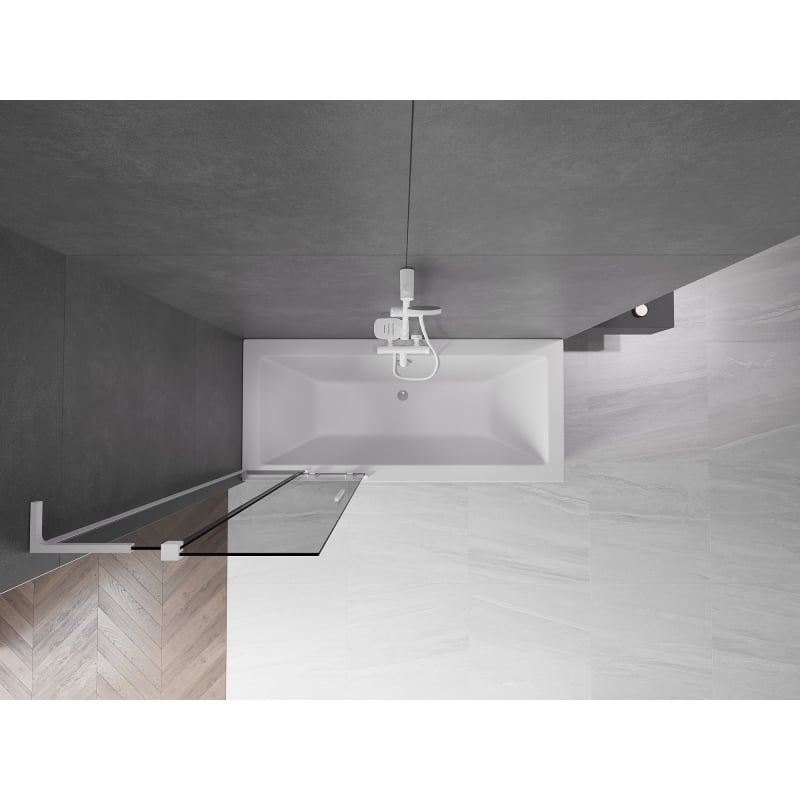 Mexen Velar L parawan nawannowy 2-skrzydłowy rozsuwany 70 x 150 cm, grafit, biały - 896-070-003-41-20