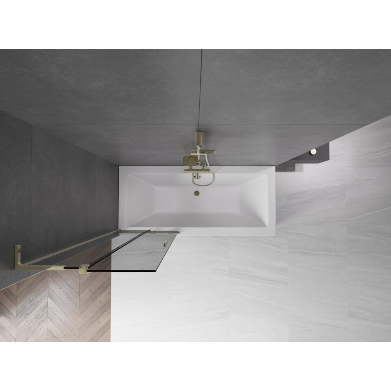 Mexen Velar L parawan nawannowy 2-skrzydłowy rozsuwany 75 x 150 cm, grafit, złoty - 896-075-003-41-50