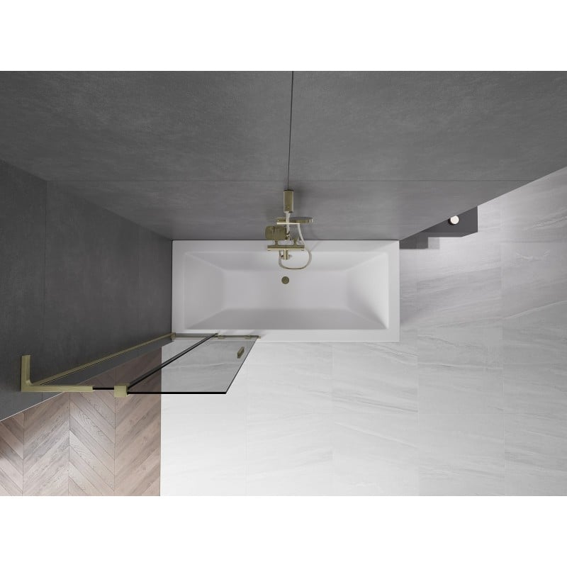 Mexen Velar L parawan nawannowy 2-skrzydłowy rozsuwany 75 x 150 cm, grafit, złoty szczotkowany - 896-075-003-41-55