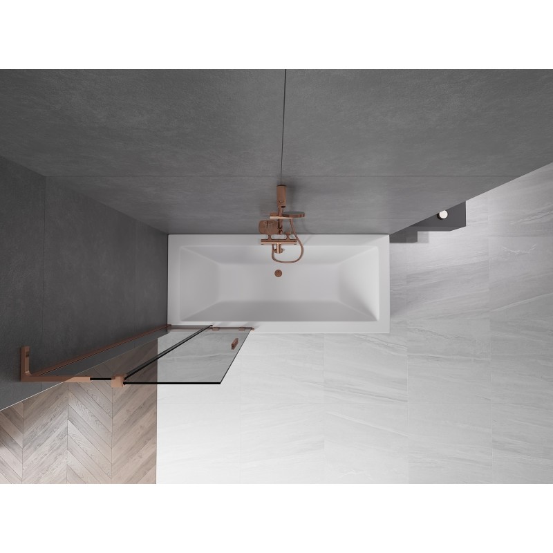 Mexen Velar L parawan nawannowy 2-skrzydłowy rozsuwany 75 x 150 cm, grafit, różowe złoto - 896-075-003-41-60