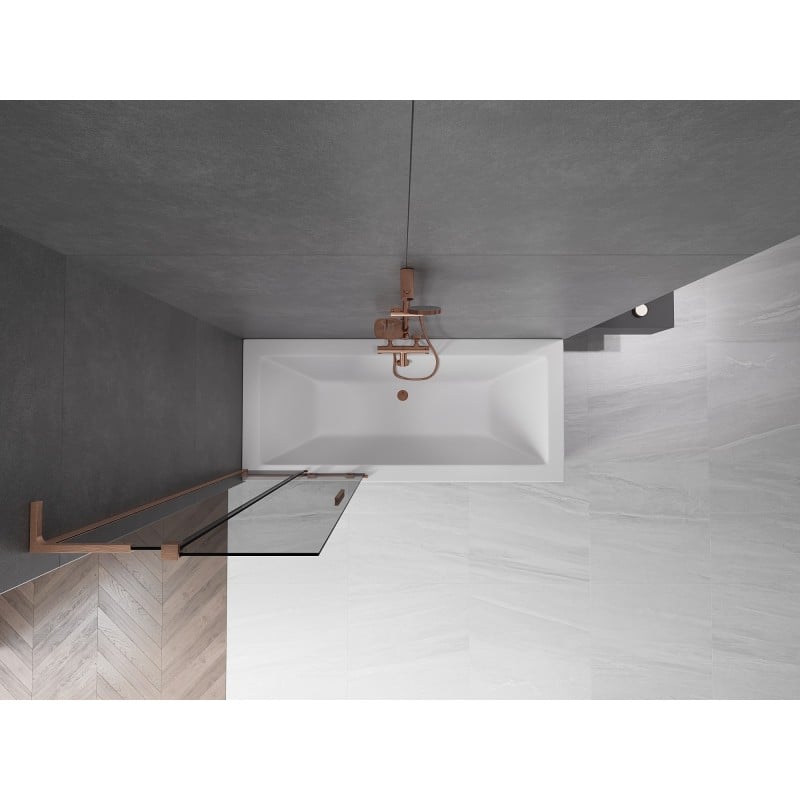 Mexen Velar L parawan nawannowy 2-skrzydłowy rozsuwany 75 x 150 cm, grafit, miedź szczotkowana - 896-075-003-41-65