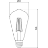 Mexen Vintis żarówka filament LED E27, ST64, 8W, Ciepła - 2200K, 1055 lm, clear - L152-E27-0822-00
