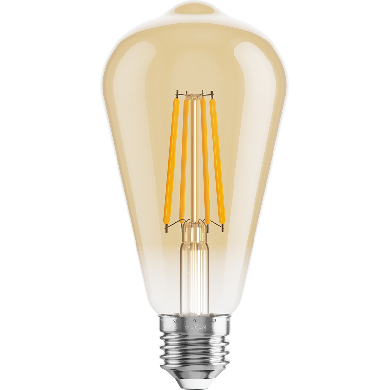Mexen Vintis żarówka filament LED E27, ST64, 8W, Ciepła - 2200K, 750 lm, amber - L152-E27-0822-50