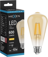 Mexen Vintis żarówka filament LED E27, ST64, 6W, Ciepła - 2700K, 600 lm, amber - L152-E27-0627-50