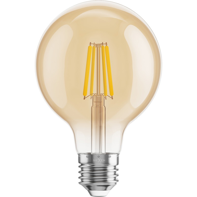 Mexen Vintis żarówka filament LED E27, G80, 4W, Ciepła - 2200K, 400 lm, amber - L155-E27-0422-50