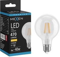 Mexen Vintis żarówka filament LED E27, G80, 4W, Ciepła - 2700K, 470 lm, clear - L155-E27-0427-00