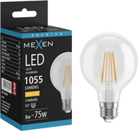 Mexen Vintis żarówka filament LED E27, G80, 8W, Ciepła - 2700K, 1055 lm, clear - L155-E27-0827-00
