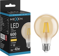 Mexen Vintis żarówka filament LED E27, G80, 8W, Ciepła - 2700K, 750 lm, amber - L155-E27-0827-50
