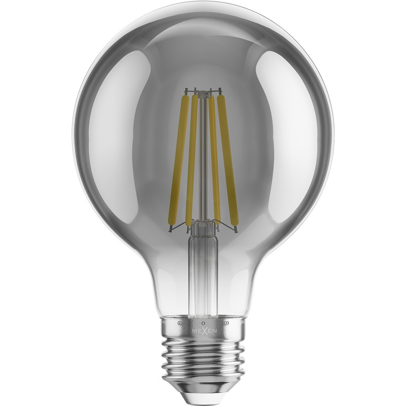 Mexen Vintis żarówka filament LED E27, G80, 8W, Ciepła - 2700K, 680 lm, smoke - L155-E27-0827-70