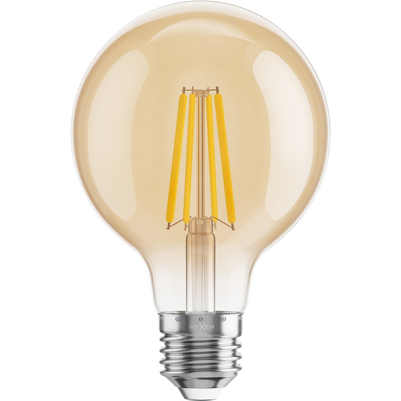 Mexen Vintis żarówka filament LED E27, G80, 8W, Ciepła - 2700K, 750 lm, amber - L155-E27-0827-50