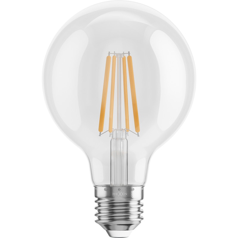Mexen Vintis żarówka filament LED E27, G80, 8W, Ciepła - 2700K, 1055 lm, clear - L155-E27-0827-00