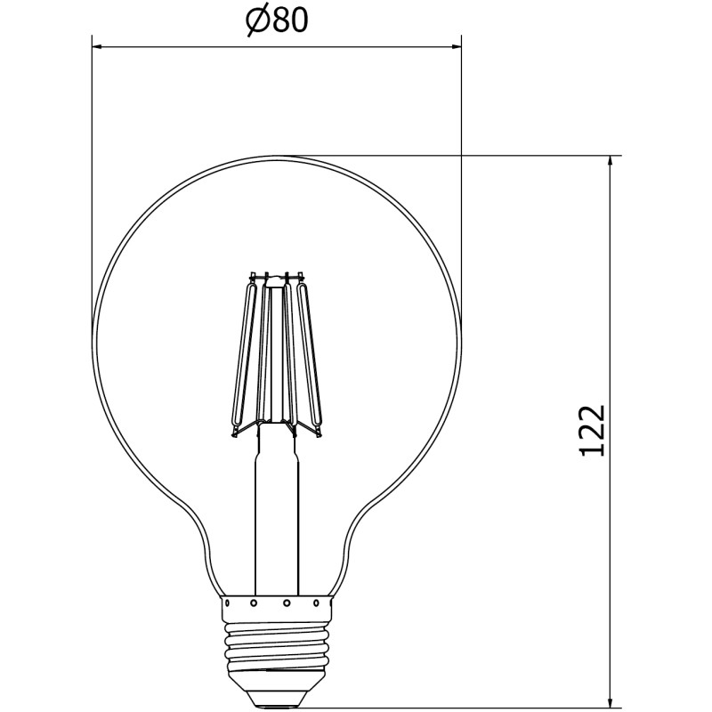 Mexen Vintis żarówka filament LED E27, G80, 6W, Neutralna - 4000K, 720 lm, clear - L155-E27-0640-00