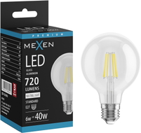 Mexen Vintis żarówka filament LED E27, G80, 6W, Neutralna - 4000K, 720 lm, clear - L155-E27-0640-00