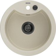 Mexen Diego zlewozmywak granitowy 1-komorowy 488 x 480 mm, beżowy, syfon czarny - 6512481000-69-B
