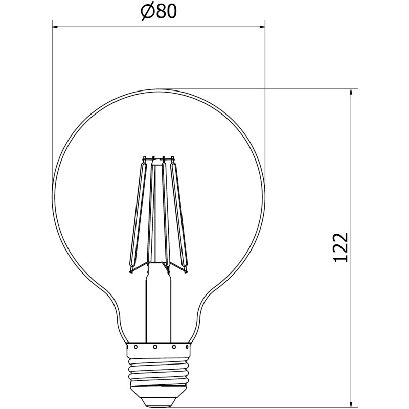 Mexen Vintis żarówka filament LED E27, G80, 8W, Neutralna - 4000K, 1055 lm, clear - L155-E27-0840-00