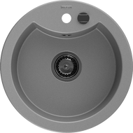 Mexen Diego zlewozmywak granitowy 1-komorowy 488 x 480 mm, szary, syfon czarny - 6512481000-71-B