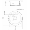 Mexen Diego zlewozmywak granitowy 1-komorowy 488 x 480 mm, czarny/srebrny metalik, syfon czarny - 6512481000-73-B