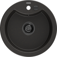 Mexen Diego zlewozmywak granitowy 1-komorowy 488 x 480 mm, czarny/złoty metalik, syfon czarny - 6512481000-75-B