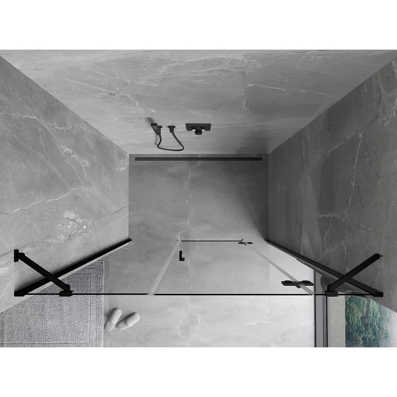 Mexen Mist-H drzwi prysznicowe uchylne prawe 145 cm, transparent, czarne - 8A5-145-001-70-00-P