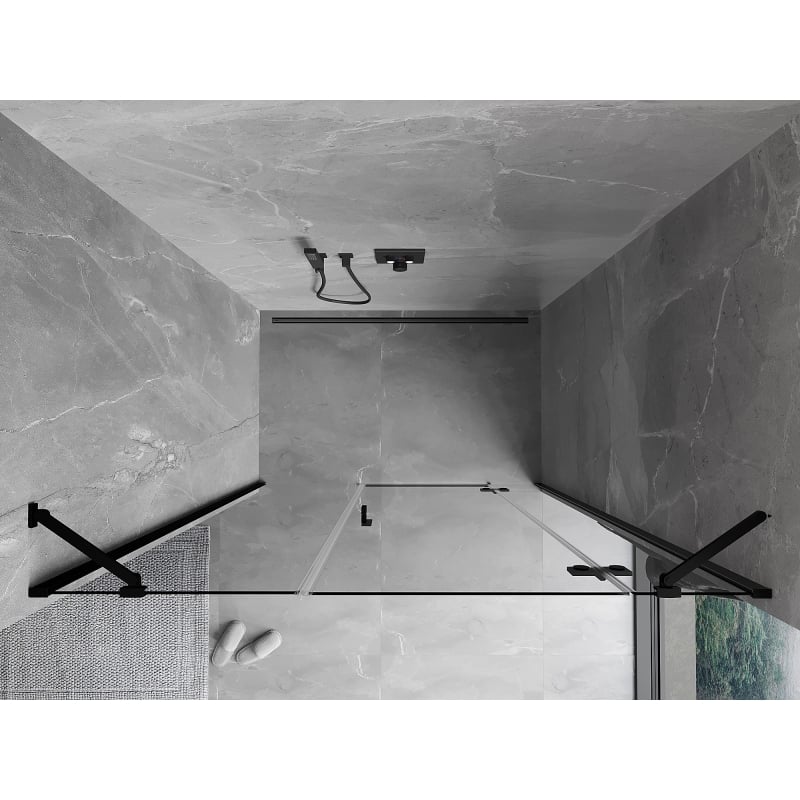 Mexen Mist-H drzwi prysznicowe uchylne prawe 150 cm, transparent, czarne - 8A5-150-001-70-00-P