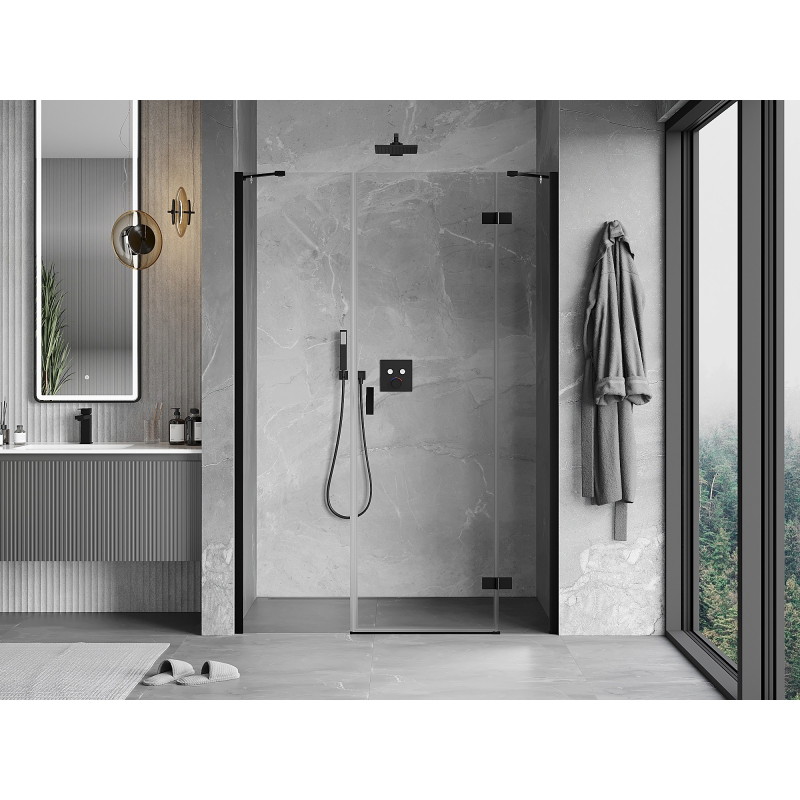 Mexen Mist-H drzwi prysznicowe uchylne prawe 155 cm, transparent, czarne - 8A5-155-001-70-00-P