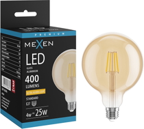 Mexen Vintis żarówka filament LED E27, G125, 4W, Ciepła - 2200K, 400 lm, amber - L158-E27-0422-50
