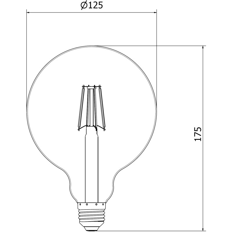Mexen Vintis żarówka filament LED E27, G125, 6W, Ciepła - 2200K, 600 lm, amber - L158-E27-0622-50