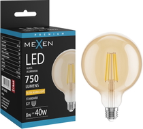 Mexen Vintis żarówka filament LED E27, G125, 8W, Ciepła - 2200K, 750 lm, amber - L158-E27-0822-50