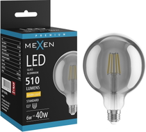 Mexen Vintis żarówka filament LED E27, G125, 6W, Ciepła - 2700K, 510 lm, smoke - L158-E27-0627-70