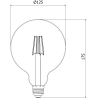 Mexen Vintis żarówka filament LED E27, G125, 6W, Ciepła - 2700K, 510 lm, smoke - L158-E27-0627-70