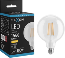 Mexen Vintis żarówka filament LED E27, G125, 12W, Ciepła - 2700K, 1560 lm, clear - L158-E27-1227-00