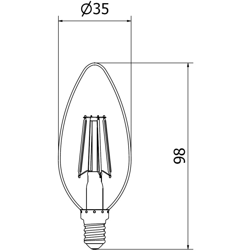 Mexen Vintis żarówka filament LED E14, C35, 4W, Ciepła - 2700K, 470 lm, clear - L154-E14-0427-00