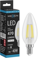 Mexen Vintis żarówka filament LED E14, C35, 4W, Neutralna - 4000K, 470 lm, clear - L154-E14-0427-00