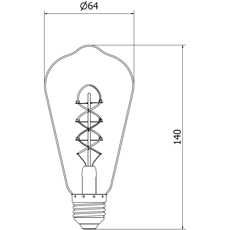 Mexen Vintis żarówka filament spirala LED E27, ST64, 6W, Ciepła - 2200K, 350 lm, smoke - L162-E27-0622-70