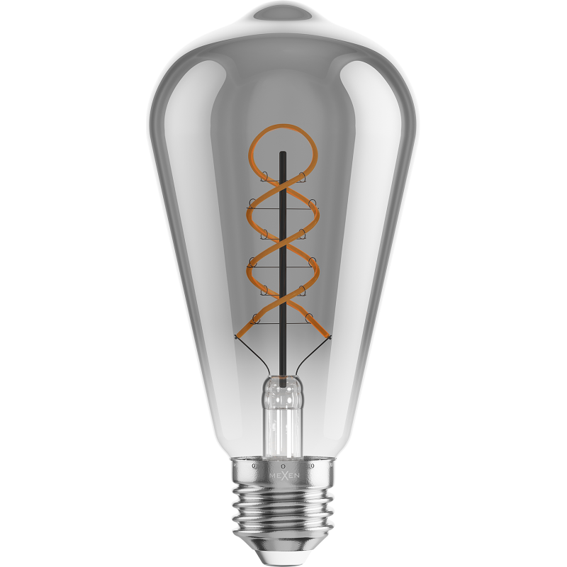 Mexen Vintis żarówka filament spirala LED E27, ST64, 6W, Ciepła - 2200K, 350 lm, smoke - L162-E27-0622-70