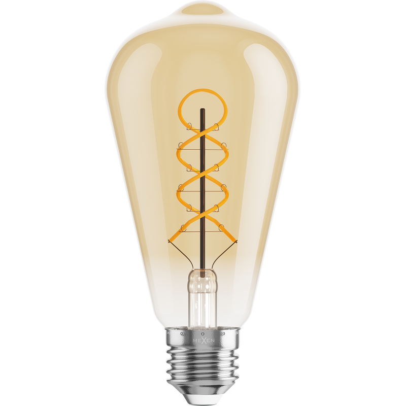 Mexen Vintis żarówka filament spirala LED E27, ST64, 6W, Ciepła - 2700K, 530 lm, amber - L162-E27-0627-50