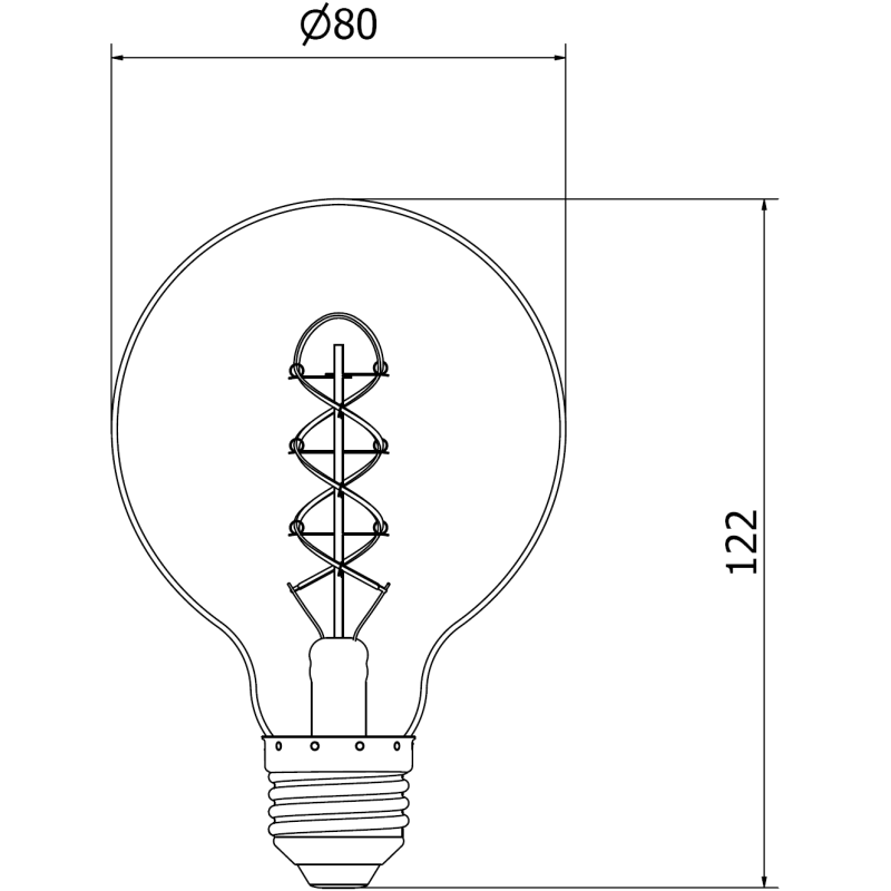 Mexen Vintis żarówka filament spirala LED E27, G80, 6W, Ciepła - 2200K, 350 lm, smoke - L165-E27-0622-70