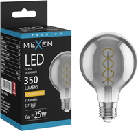 Mexen Vintis żarówka filament spirala LED E27, G80, 6W, Ciepła - 2200K, 350 lm, smoke - L165-E27-0622-70