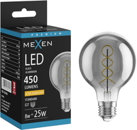 Mexen Vintis żarówka filament spirala LED E27, G80, 8W, Ciepła - 2200K, 450 lm, smoke - L165-E27-0822-70