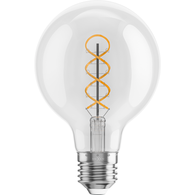 Mexen Vintis żarówka filament spirala LED E27, G80, 4W, Ciepła - 2700K, 420 lm, clear - L165-E27-0427-00