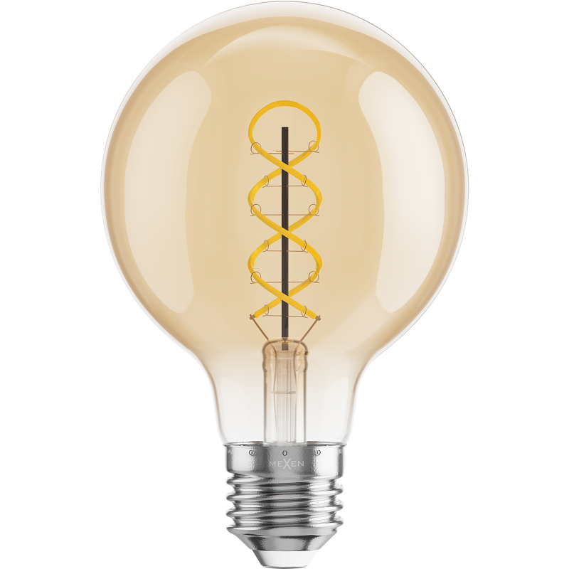 Mexen Vintis żarówka filament spirala LED E27, G80, 4W, Ciepła - 2700K, 360 lm, amber - L165-E27-0427-50