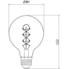 Mexen Vintis żarówka filament spirala LED E27, G80, 6W, Ciepła - 2700K, 630 lm, clear - L165-E27-0627-00