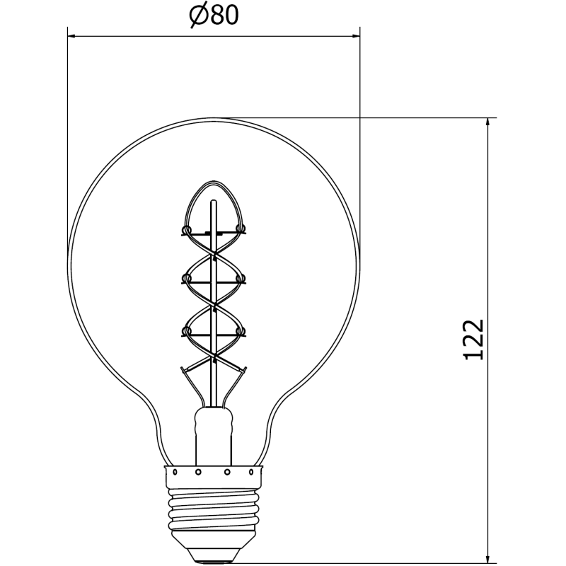 Mexen Vintis żarówka filament spirala LED E27, G80, 8W, Ciepła - 2700K, 650 lm, amber - L165-E27-0827-50